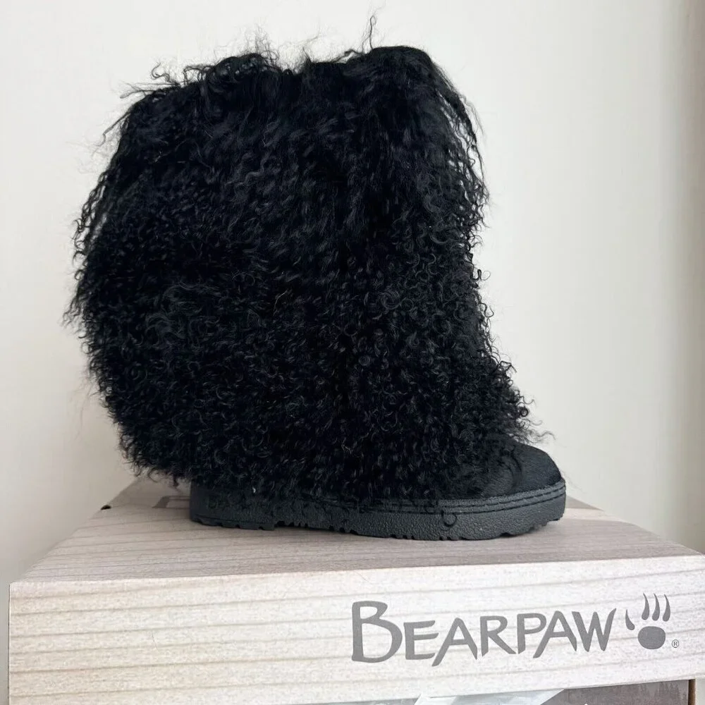 Bearpaw Boetis II Curly Mongolian Lamb  Sheep fur Winter Boots Black 6